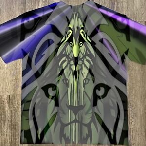 BGVC Denver - 'Triple Lion Hearted' all over print graphic tee, cotton, unisex L